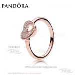 Perfect Fake Pandora 925 Silver Rose Gold Diamond Heart Ring